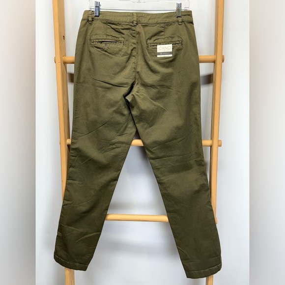 ANTHROPOLOGIE Olive Green w Black velvet stripe straight leg chinos size 28 - Picture 9 of 14